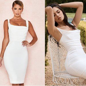 HOUSE OF CB 'Micaela' Ivory Draped Corset Dress NWOT